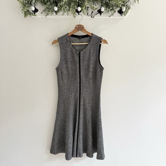 Theory Bonbi Wool Blend Fit & Flare Mini Skater Dress Size 10 JE Full Zip - Picture 1 of 4